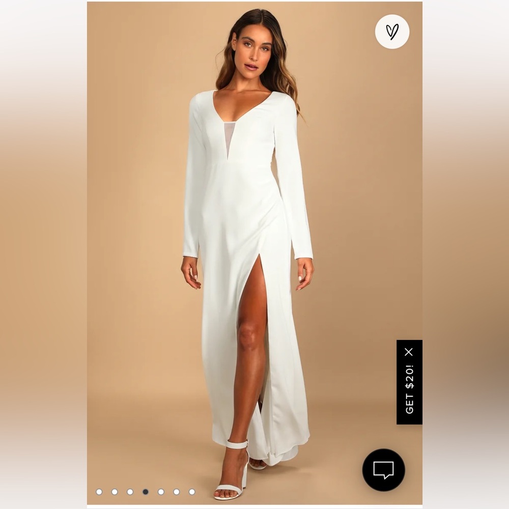 Lulus Romance for the Ages White Long Sleeve Maxi Dress